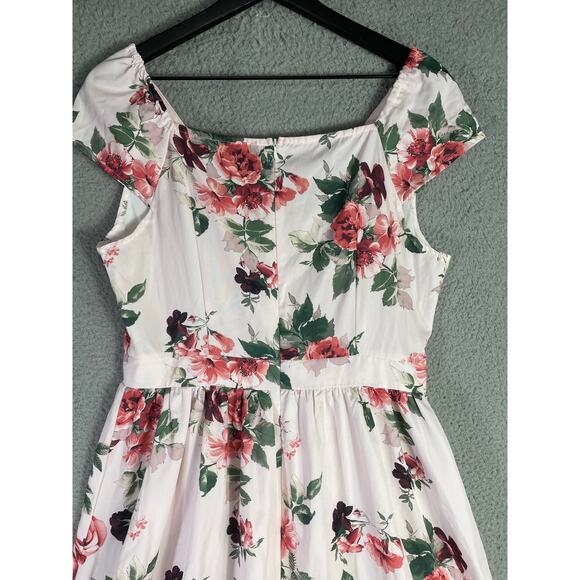 Hekka White Red Floral Wrap Maxi Dress Size L Flowy Romantic Cottagecore - Picture 9 of 10